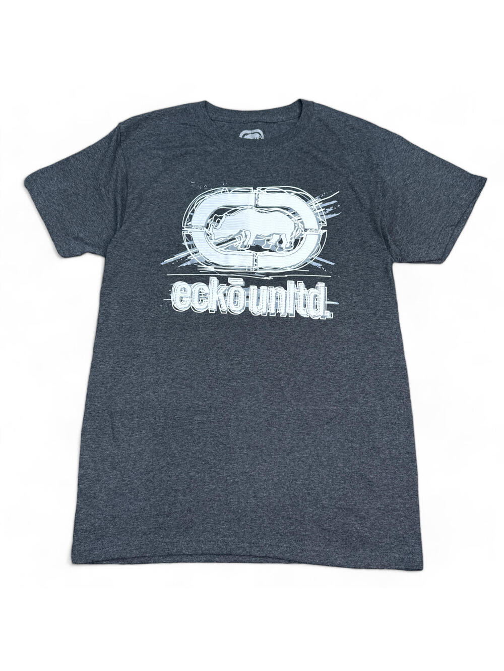 Vintage Y2K Ecko Unltd T Shirt Adult Size Small Gray Big Print Logo Crew Neck